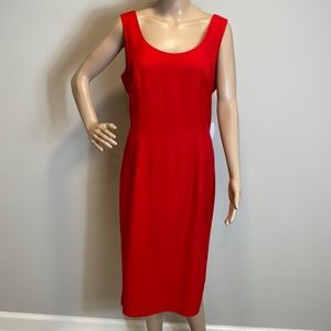 Bright red sheath sleeveless dress, size 14.